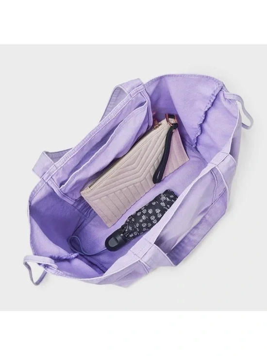 JoyLab Washed Canvas Tote Handbag - Lavender - Picture 4 of 8